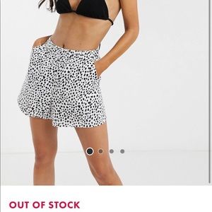 Monki cotton beach shorts in Dalmatian print